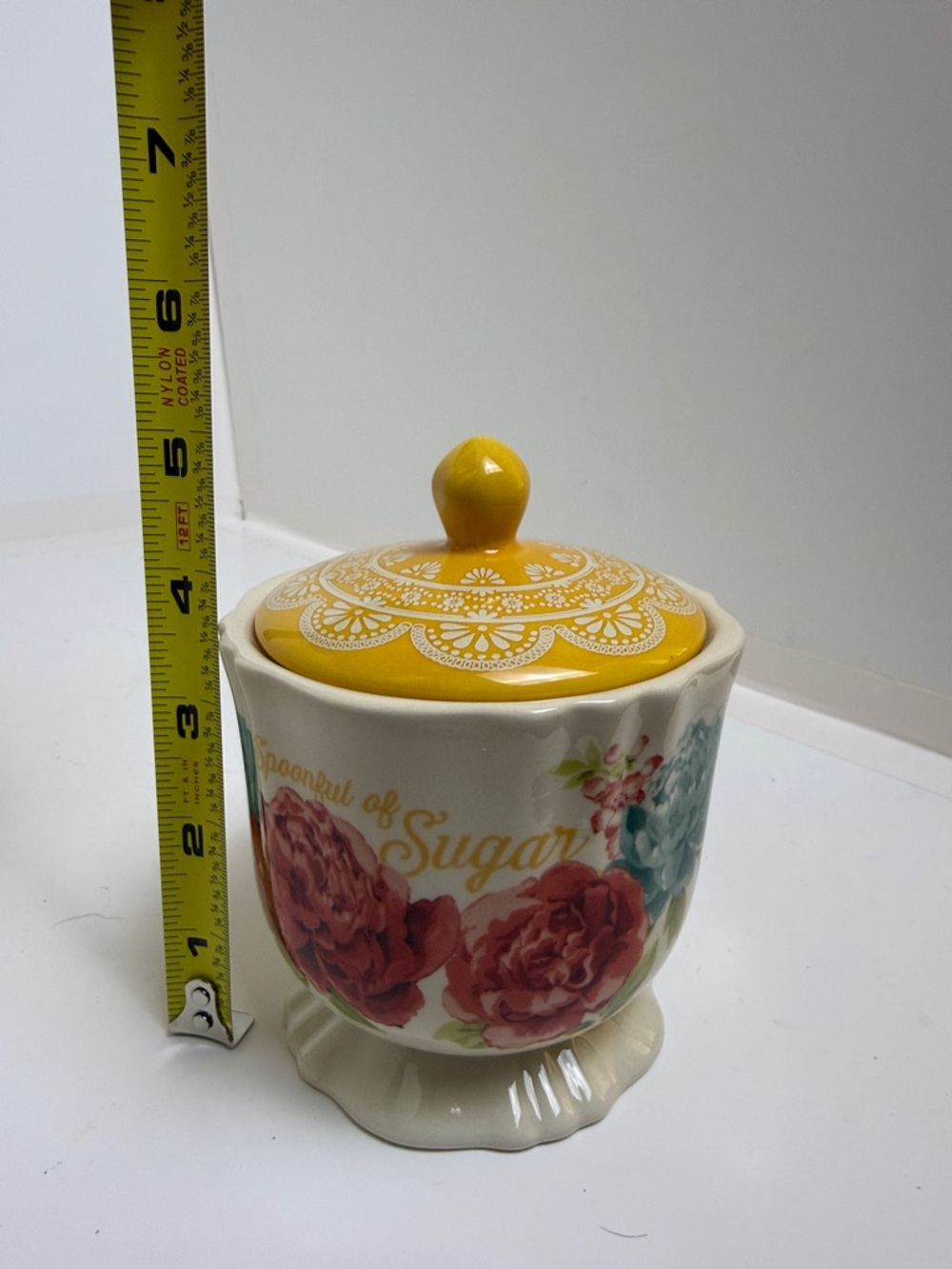 The Pioneer Woman “Blossom Jubilee” Yellow Floral Sugar Bowl with Lid - Picture 3 of 9